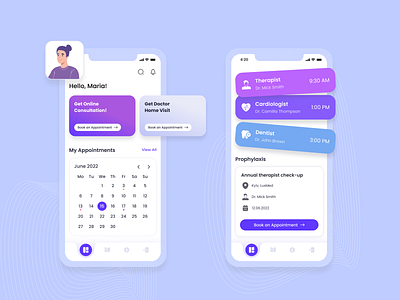 Health Mobile App for the Patient android app doctor app gradient health health app health mobile app healthcare healthcare app ios app medical app medical mobile app patient app patient mobile app pink violet