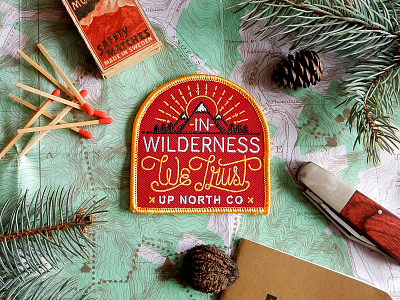 In Wilderness We Trust Patch badge design icon illustration outdoors patch vector wilderness