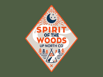 Spirit Of The Woods badge design icon illustration outdoors patch up north vector wilderness