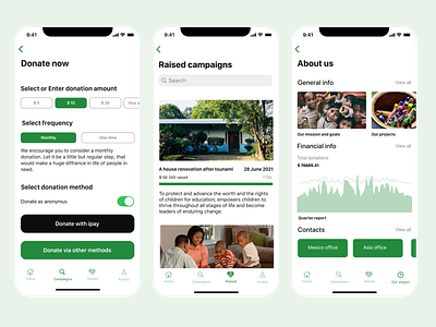 Donation fundraising charity ios app app design ui
