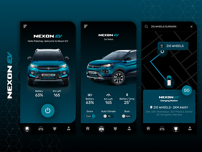 Car Control App- Nexon EV android app branding car remote design electic car ios mobile nexon pakshep ui user inteface ux vector