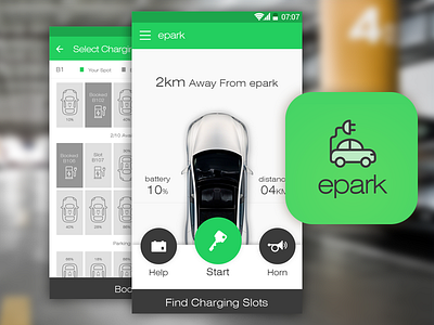 Electric Car Parking android app battery e parking ios map navigation office parking space ui ux
