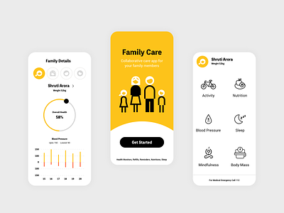 Health Care For Family app blood pressure care chart health app health care health data illustration mobile app ui ux ui design
