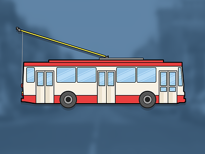 Trolleybus bus car city icon illustration public transport trolley trolleybus vilnius