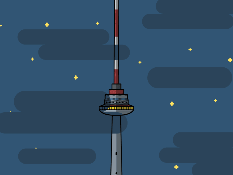 TV Tower at night and day animation day flat gif illustration night tower vilnius