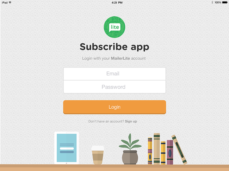 MailerLite Subscribe app login form by Erikas Mališauskas on Dribbble