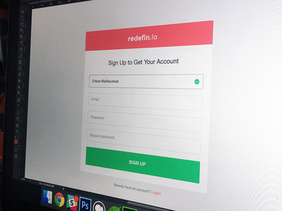 Sign up form flat form interface red register signup ui user web