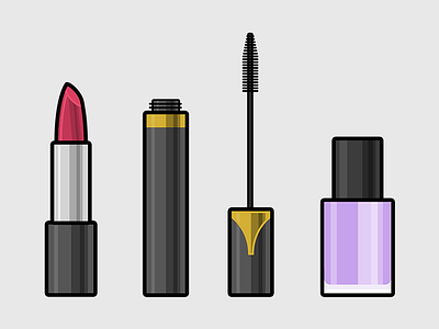 Make up tools cosmetics flat girl illustration lipstick make nail polish up