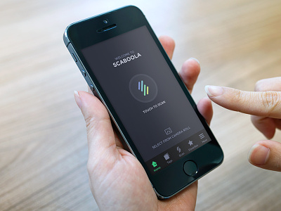 Scaboola app app application blue dark green home ios iphone menu mobile screen