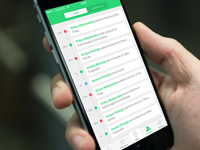 Friends activity feed green ios mobile time timeline ui ux