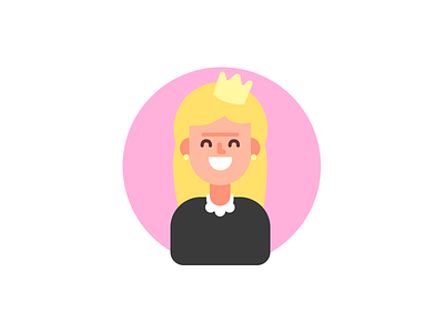 Blond girl character avatar birthday card crown flat girl happy princess profile smile woman