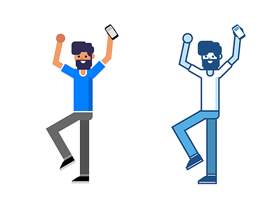 Bearded guy illustration beard character excited flat happy man