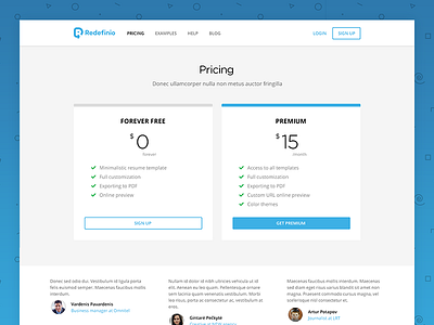 Redefinio pricing page