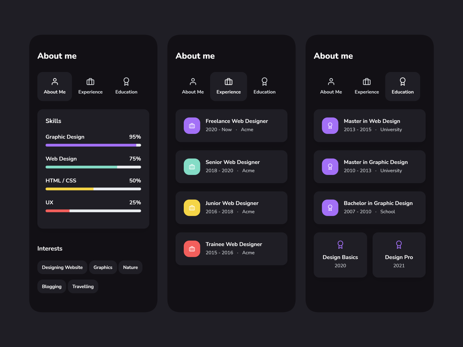 Resume / CV Mobile Shots by Venge on Dribbble