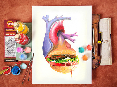 Cardiac Awareness awareness burger cardiac heart illustration painting