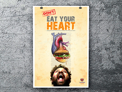 Cardiac Awareness Poster awareness burger cardiac heart illustration painting