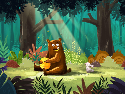 Children book illustration art bear cg painting character children book illustration game art illustration