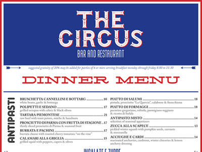 The Circus Menu circus graphic design menu typeface