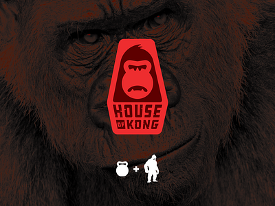 House Of Kong Logo ape fitness gorilla gorillas gym identity kettle bell king kong monkey weight lifting