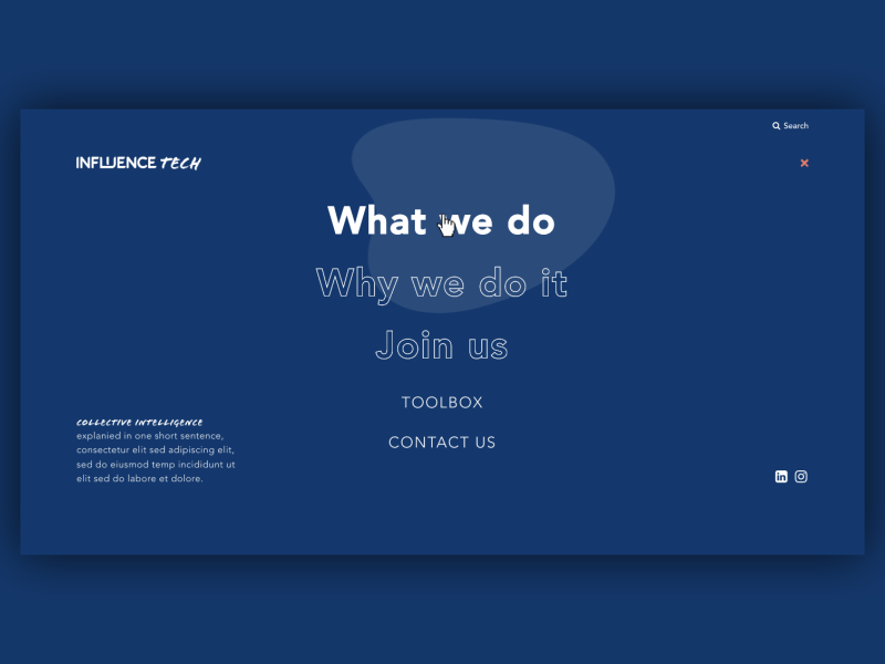 Influence Tech - Menu concept svg interface gif creative website web ux ui typography motion interaction design concept animation