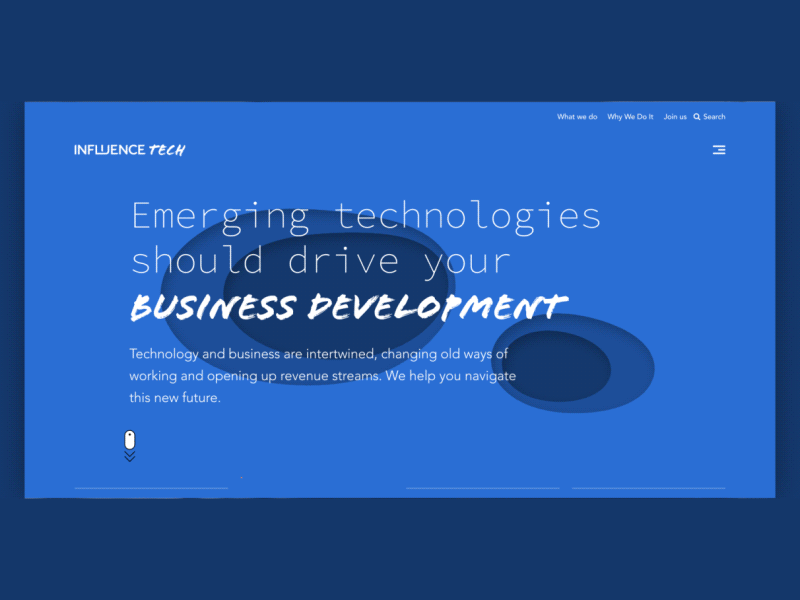 Influence Tech - Metaball scroll concept svg metaballs metaball interface creative animation website web ux ui typography motion interaction design concept scroll