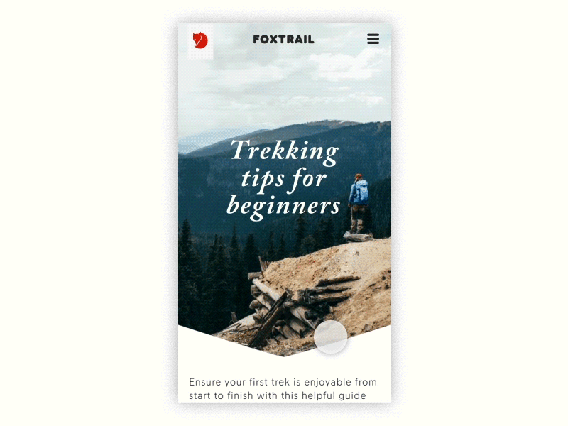 Fjallraven Mobile Article Header Concept animation concept creative design interaction interface motion ui ux web website