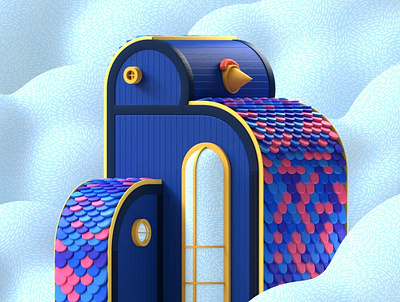 House in the sky 36days 36daysogtype 3d animal b bird blue chill clouds color colorful cute design graphic design house illustration letter logo sky ui