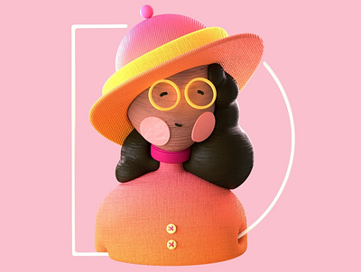 Diana is also fine 2d 36daysogtype 3d character character design charadesign chill color colorful cute d design fine happy hat illustration logo pull style ui