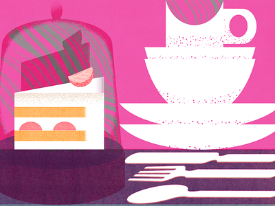 Tea and Cake artwork design digitalart food graphic graphicdesign illustration minimal modern design procreate relax