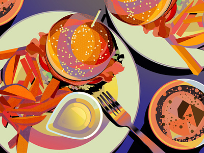 Hambergers artwork food hamberger illustration