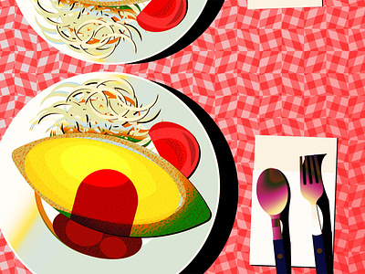 Omlette artwork dinner dish food illustration meal omlette