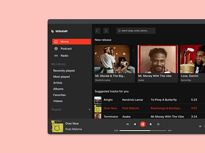 Winamp music player design for desktop app design ui uiux ux visualdesign