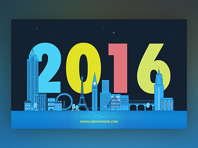 New Year's Wishes 2016 card colorful design illustration new year wishes