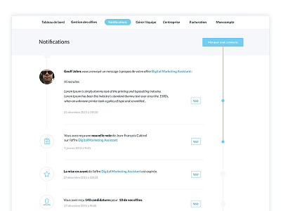 Notifications clean concept growingpie job notifications page profile simple ux