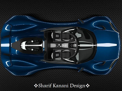 Kanani Motors XGT Roadster from top view in Dark Blue automobile automotive blue cars darkblue design kananimotors sharifkanani supersport xgt