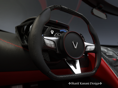 XGT Roadster interior Design Steering wheel close up automotive cardesign cars design interior kananimotors luxury red roadster sharifkanani steeringwheel xgt