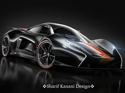 Kanani Motors Ex1 Supercar Black-orange Exterior Design automobile automotive black cars design designer ex1 kananimotors orange sharifkanani supercar