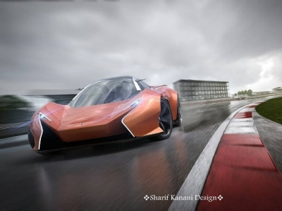 Kanani Motors Ex1 Supersport in Racing track automobile automotive cardesign cars design designer kananimotors orange racing render sharifkanani supercar supersport