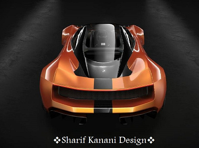 Kanani Motors Ex1 supersport rear Exterior Design in copper oran automobile automotive cardesign cars design designer kananimotors luxury orange render sharifkanani supercar