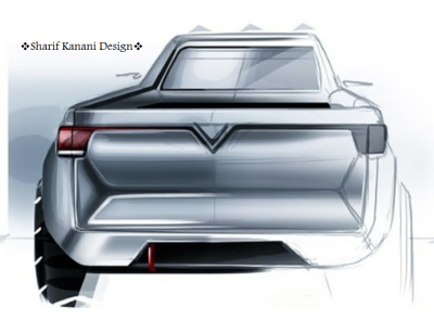 Kanani Motors Pickup SUT Model 7 rear view automotive cardesign cars design exterior kananimotors pickup render sharifkanani sketch sketching