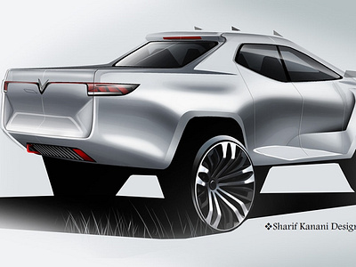 Kanani Motors Pickup SUT Model 7 rear Design automobile automotive cardesign cardesigner design designer kananimotors render rendering sharifkanani sketch