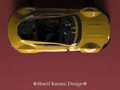 Kanani Motors Lumen Supersport from top view in yellow automobile automotive cardesign cars design designer kananimotors render rendering sharifkanani supercar yellow