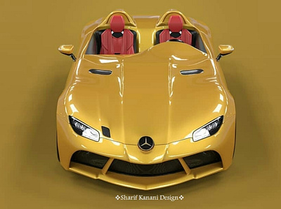 Mercedes Benz SLR Stirling Moss Front Redesign By: Sharif Kanani automobile automotive cardesign cars design designer luxury mercedes mercedes benz render sharifkanani sunbeam yellow