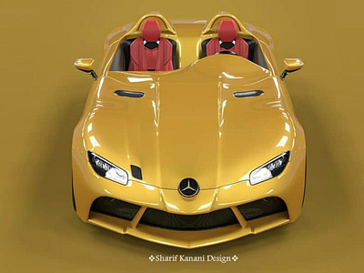 Mercedes Benz SLR Stirling Moss Front Redesign By: Sharif Kanani automobile automotive cardesign cars design designer luxury mercedes mercedes benz render sharifkanani sunbeam yellow