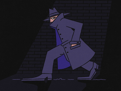 Spy character design coat detective hat illustration lowlights secret agent spy spying stealth