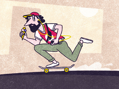 Summer vibes cartoon character doodle ice cream illustration sk8 skateboard skater summer sunny