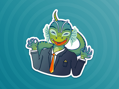 Laughing lizard - Lizardman sticker pack character design conspiracy theory funny happy illustration reptilian