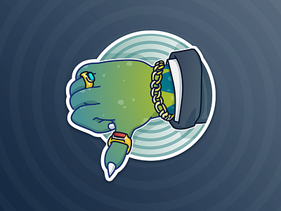Dislike - Lizardman sticker pack character design conspiracy theory funny illustration reptilian thumbs down