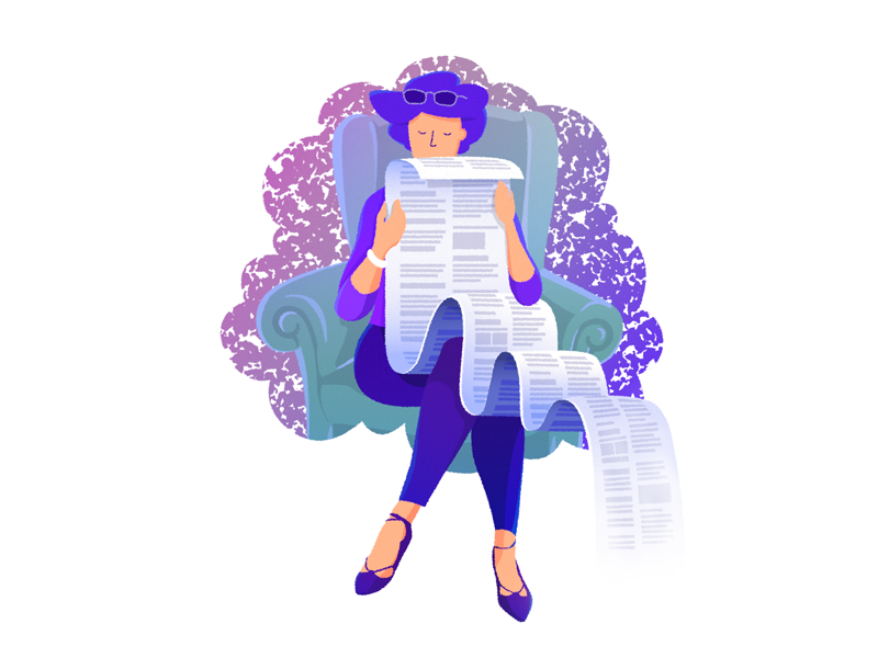 Long stories woman illustration reading story