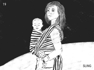 Inktober / 19 - Sling baby illustraion illustration inktober mom sling